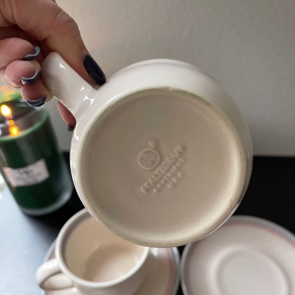 PFALTZGRAFF Aura Pink Flat Cup & Saucer Set Of 3 - Picture 8 of 14